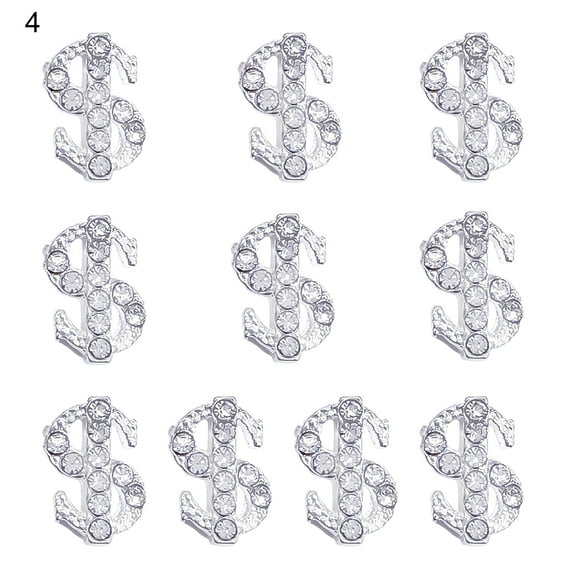 UDIYO 10Pcs/Bag Nail Rhinestones Crowns Dollars Manicure Design Alloy 3D Nail Art Decorations for Nail Design