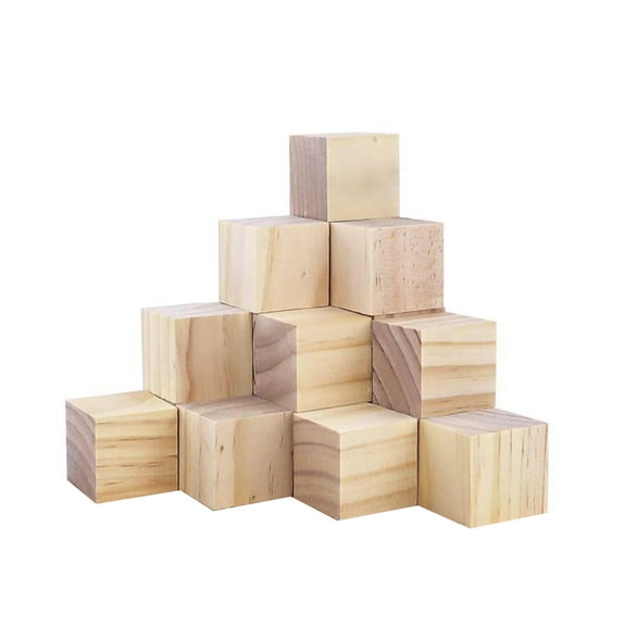 UDIYO 10Pcs Building Block Wooden Square Ornament Home DIY Decor Education Kids Toy