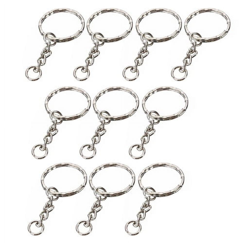 Split Key Ring with Attached Chain - Silver Tone 1 inch keyrings