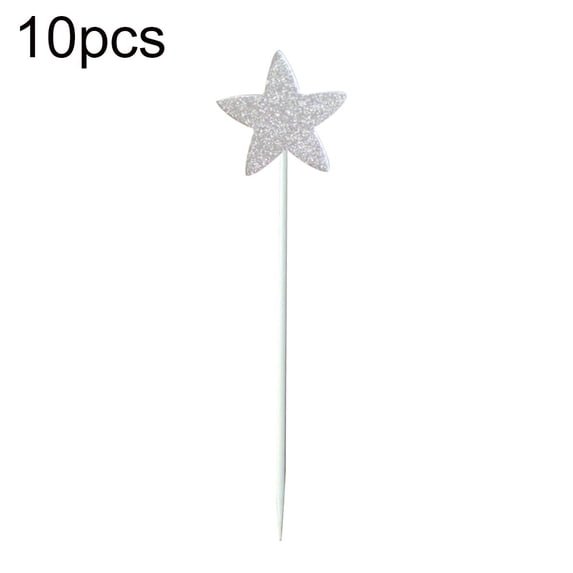 UDIYO 10Pcs Five-pointed Star Shaped Glitter Cake Topper Party Dessert Cupcake Decor