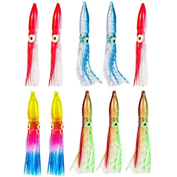 UDIYO 10Pcs Multicolor 8cm Squid-Shaped Fake Lure Bionic Soft Bait for Outdoor Fishing
