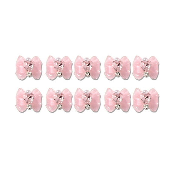 UDIYO 10Pcs Nail Art Charms Shiny DIY Manicure Nail Tips Accessory Love Heart Rhinestone Bow Nail Decoration for Nail Salon