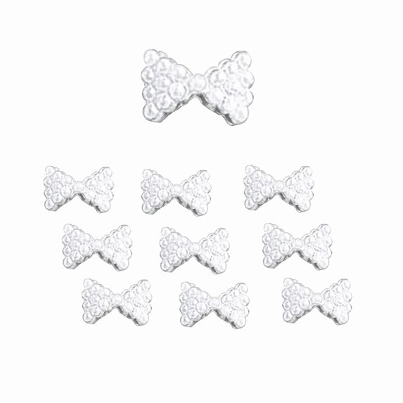UDIYO 10Pcs Nail Art Stickers 3D Bowknot Pattern Stylish Alloy Rhinestone Nail Sticker for Dating