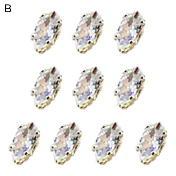 UDIYO 10Pcs Nail Ornaments Irregular Shape Rust-proof Cubic Zirconia DIY 3D Nail Ornaments Fake Nail Decor for Female