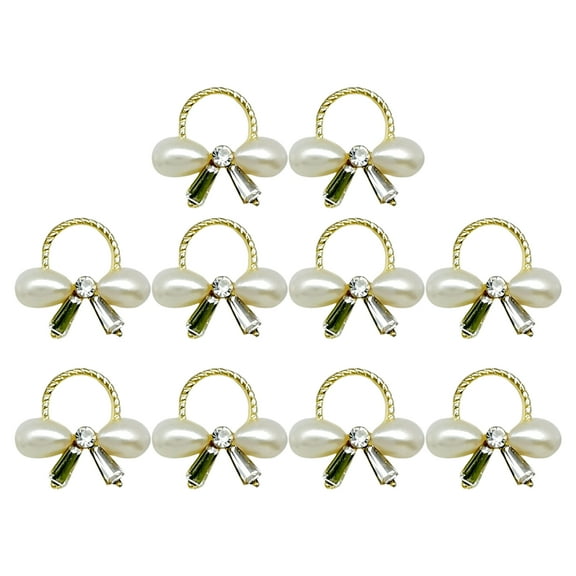 UDIYO 10Pcs Nail Ornaments Shiny Visual Effect Fade-Resistant Bright Color Rust-proof Wide Application Decorative Alloy DIY Bow-knot Style Metal 3D Nail Ornaments for Nail Salon