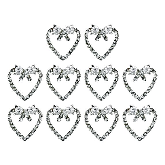 UDIYO 10Pcs Nail Ornaments Shiny Visual Effect Fade-Resistant Bright Color Rust-proof Wide Application Decorative Alloy DIY Bow-knot Style Metal 3D Nail Ornaments for Nail Salon