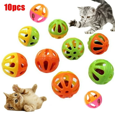 UDIYO 10Pcs Pet Cat Kitten Hollow Plastic Ball Bell Interactive Exercise Funny Toy