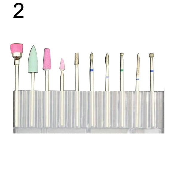 UDIYO 10Pcs Pro Nail Art Grinding Drill Bits Electric Manicure Bullet Polishing Set