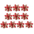 thumbnail image 1 of UDIYO 10Pcs/Set Flower Decor Exquisite Workmanship Wide Application Plastic Sparkling Christmas Fake Poinsettia Ornaments for Home, 1 of 7