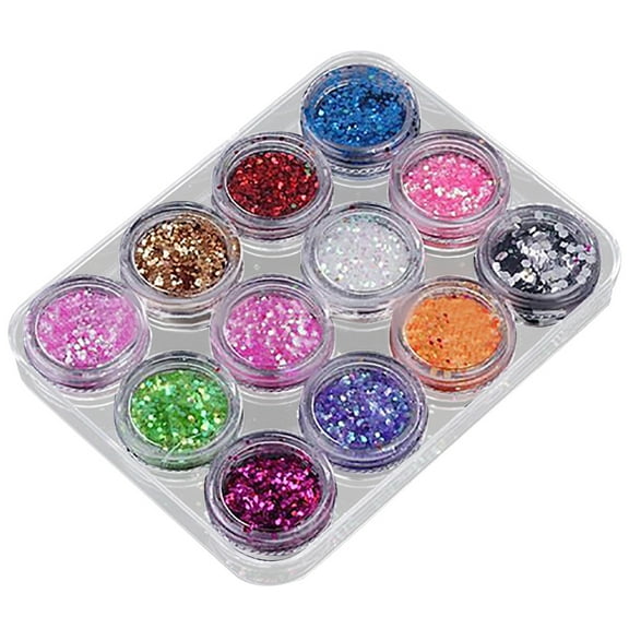 UDIYO 12 Colors UV Gel Acrylic DIY Glitter Decoration Nail Art Sequins Powder Set