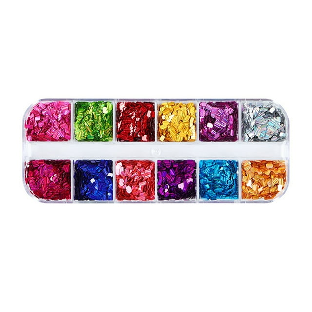 UDIYO 12 Grids Manicure Glitter Safe Portable PET Rectangle Nail