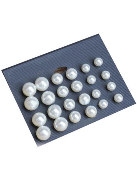 12 Pairs Women Fashion Elegant White Faux Pearl Ear Studs Earrings Party Jewelry