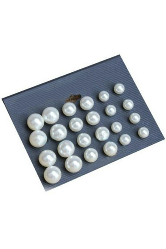 12 Pairs Women Fashion Elegant White Faux Pearl Ear Studs Earrings Party Jewelry