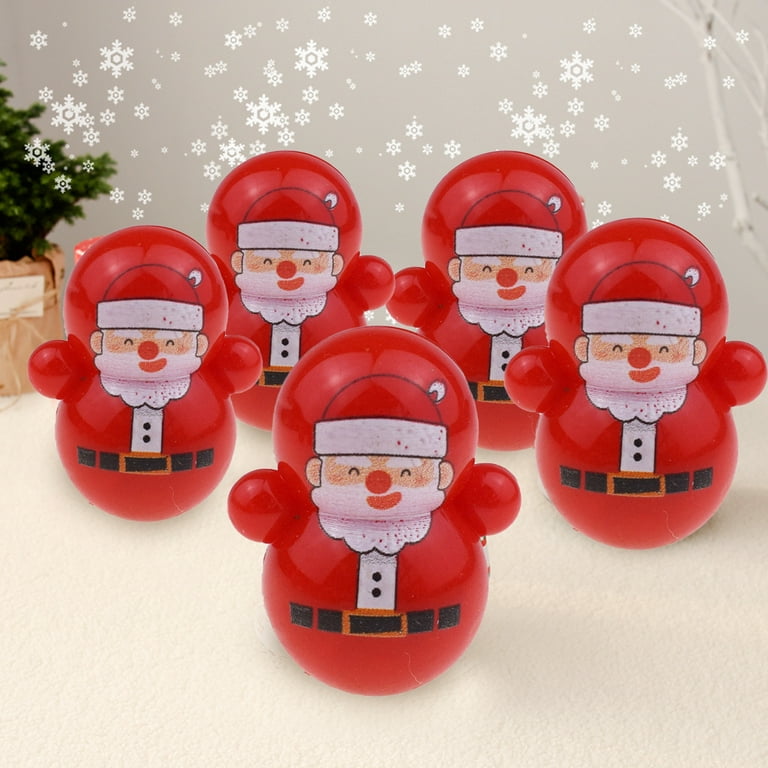 UDIYO 12Pcs Mini Tumbler Toy Lovely Cartoon Red Color Santa Claus  Self-righting Doll Relieve Boredom Fidget Toy Children Roly-Poly Toy  Christmas Wobbler Toy Christmas Gift 