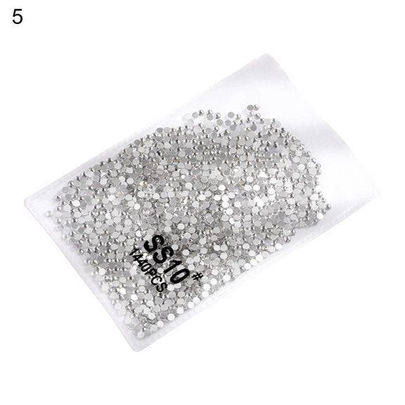UDIYO 1440Pcs Manicure Decoration DIY Easy to Apply Glass Nail Transparent Flat Bottom Rhinestones for Phone Case