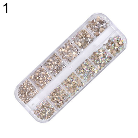 UDIYO 1440Pcs Nail Art Tips Rhinestone Glitter Faux Diamond 3D Manicure DIY Decoration