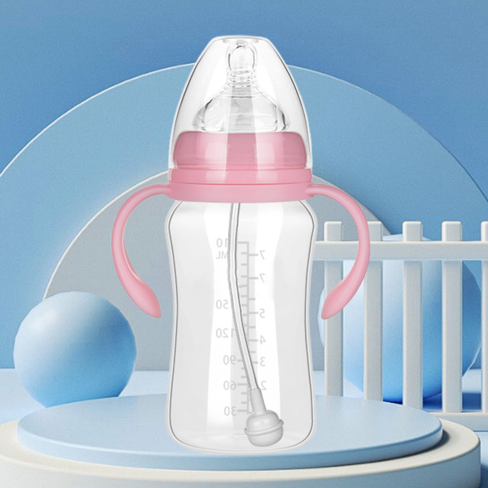 UDIYO 180/240/300ml Nipple Bottle PP 360 Degree Rotating Handle Newborn Bottle
