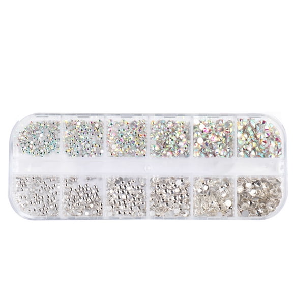 UDIYO 1Box 18g Nail Decor Shining Rhinestone Design 12 Grids 3D Nail Embellishment Sequins for Women