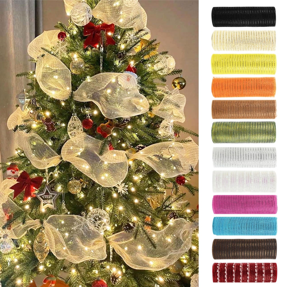 UDIYO 2 Roll 10 Yards Christmas Wired Ribbon Holiday Party Wreath