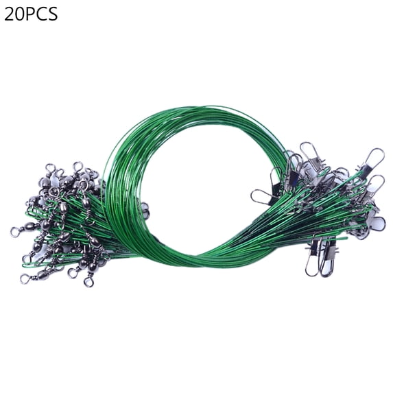 UDIYO 20Pcs Anti-Bite Steel Wire Leader Swivel Fishing Line Tackle Tool Fish Accessory