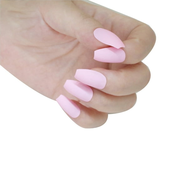 UDIYO 24Pcs Coffin False Nails Tip Art Decoration Full Cover Matte Fingernail Stickers