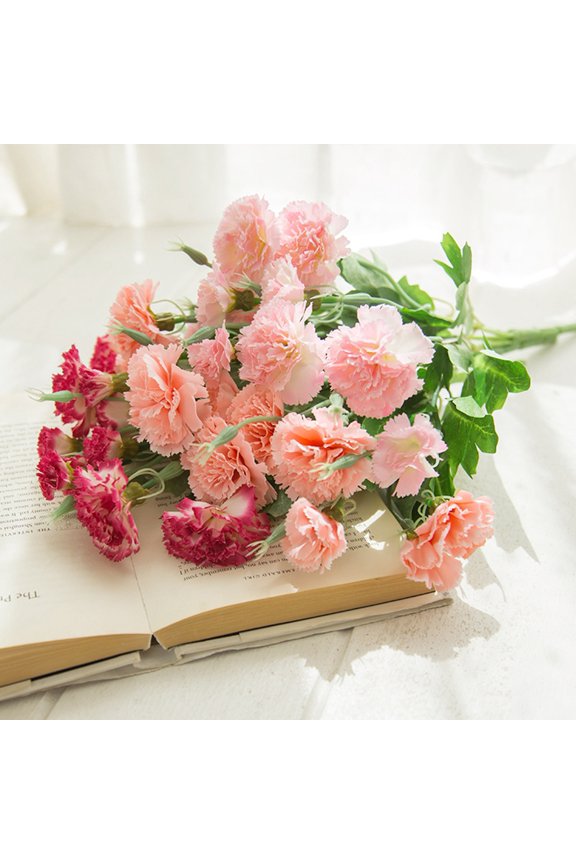2Pcs Artificial Carnations with Stems Leaves Eternal Blossom Silk Carnation Flower Artificial Mini Hydrangea Birthday Party for Mother‘s Day’, Wedding