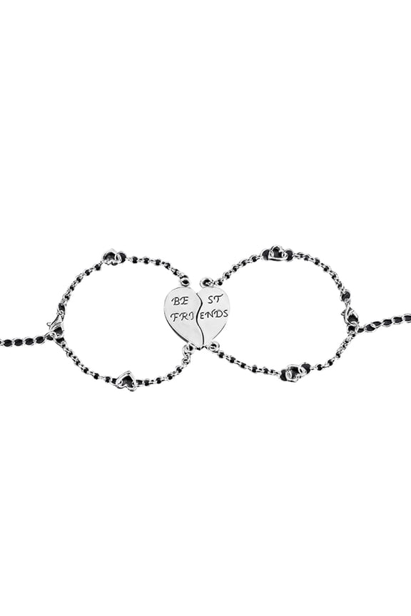 2Pcs Best Friends Heart Joint Pattern Bracelets Bangle Friendship Jewelry Gift