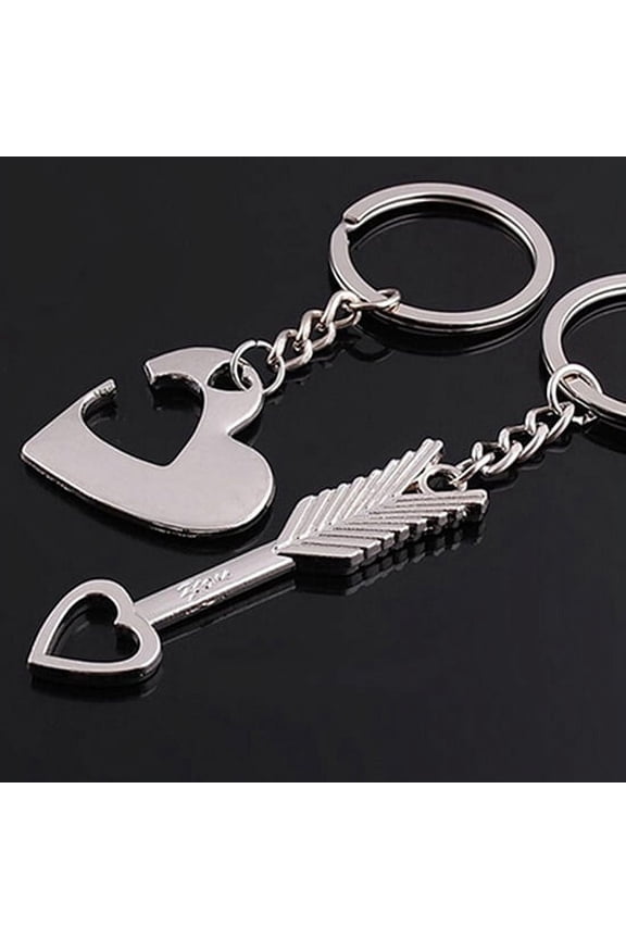2Pcs/Set Fashion Love You Heart Arrow Couple Keychain Car Key Ring Chain Gift