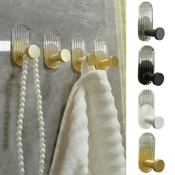 UDIYO 2Pcs Wall Hook Transparent Strong Bearing Capacity Punch Free Door Back Key Holder Multifunctional Acrylic Strong Adhesive Towel Rack Home Decor