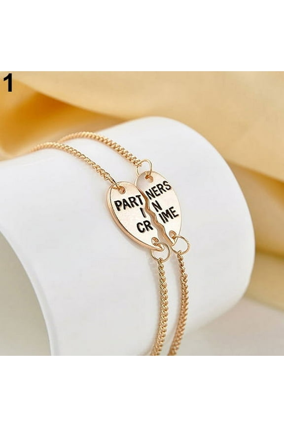 2Pcs Women's Break Heart Chain Partners Best Friend Sisters Bracelets Gift