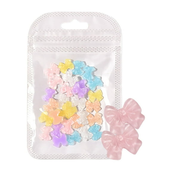 UDIYO 30Pcs/Set Nail Bow Rhinestone Easy to Stick 3D Resin DIY Manicure Butterfly Rhinestone for Beauty