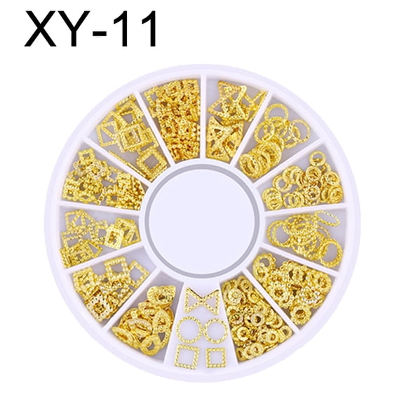 UDIYO 3D Metallic Metal Rivet Heart Moon Star Nail Tips Decorations Manicure Tools