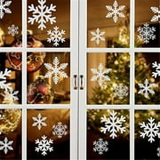 UDIYO 3Pcs Christmas Decorations Indoor, Large White Red Snowflake Window Clings Decor, Farmhouse Rustic Xmas Snowflake Decorations for the Home School Office Classroom Kids Winter Holiday Party