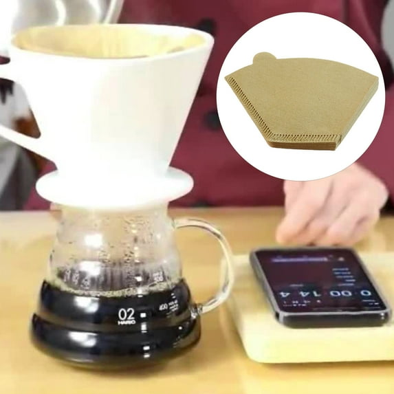 UDIYO 40/100Pcs 2 Cone Coffee Filter,Coffee Filters 2 Cone Paper Unbleached Disposable Coffee Filters Fit for Drip Coffee Maker