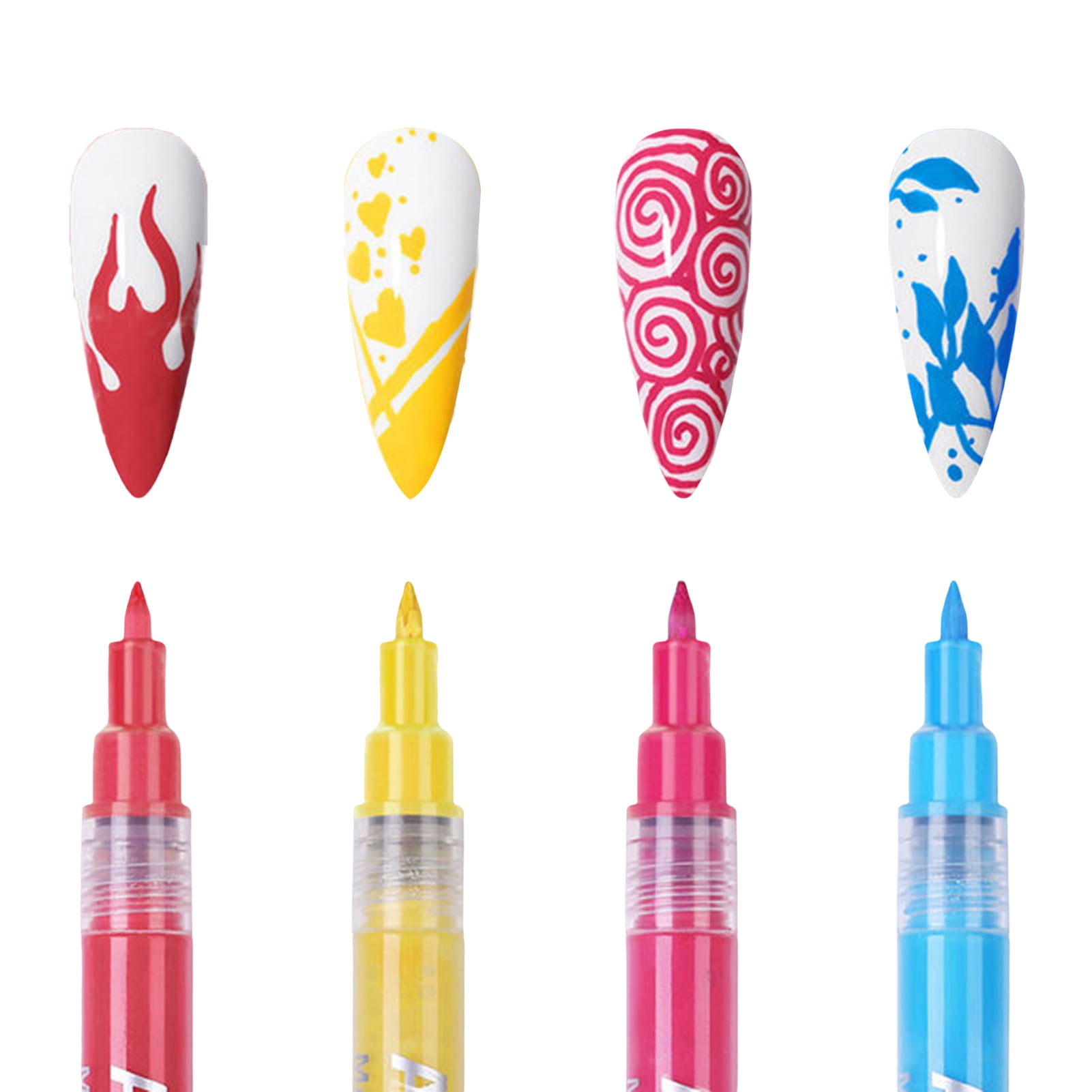 UDIYO 4Pcs Nail Art Pens Vivid Color WaterResistant Reusable Grip