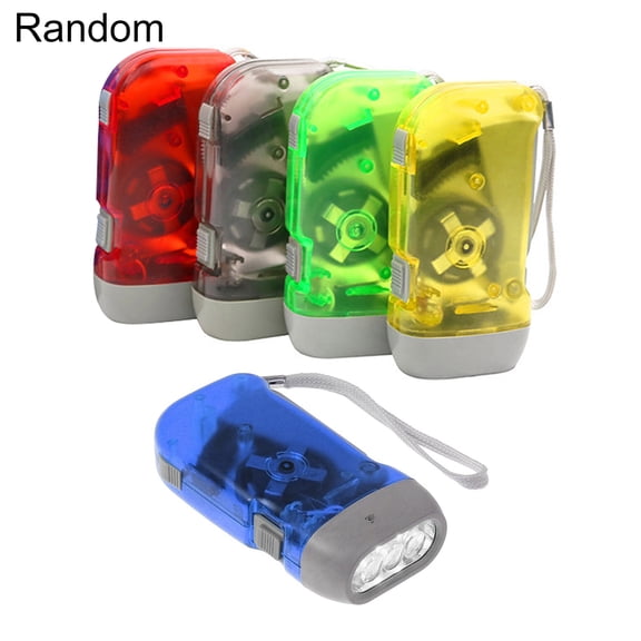 UDIYO 4Pcs Portable Hand Press Power 3 LED Flashlight Torch Travel Camping Light Lamp