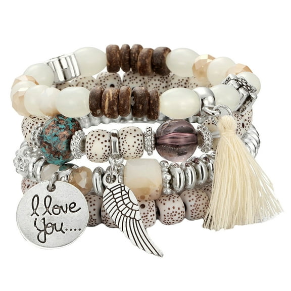 UDIYO 4Pcs/Set Bohemia Style Wing Beads Bracelet Women Bangle Jewelry Party Gift