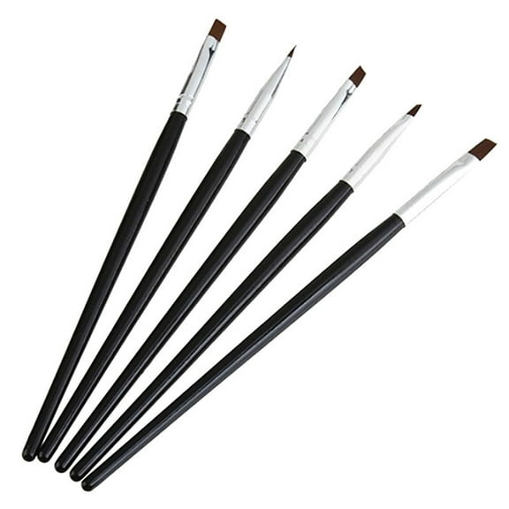 UDIYO 5 Pcs/Set Nail Art Brush Professional No Fading Wood Metal Fashion Women Nail Art Pen for Home