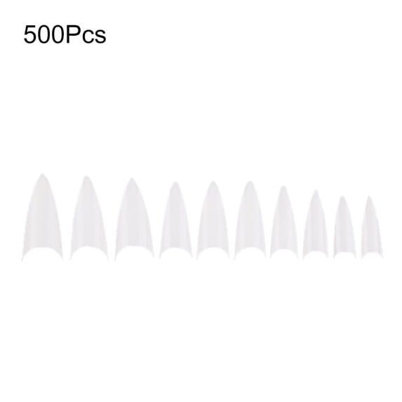 UDIYO 500Pcs Pointed False Nail Tips Fingernail Cover Home Salon DIY Manicure Decor