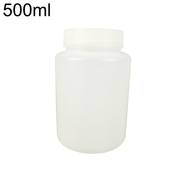 UDIYO 500ml Plastic Laboratory Bottle Chemical Lid Transparent Empty Storage Container