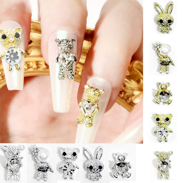 XL 3D Bling Gold 🐻 Bear Nail Charms – Shasia Beauty Nails