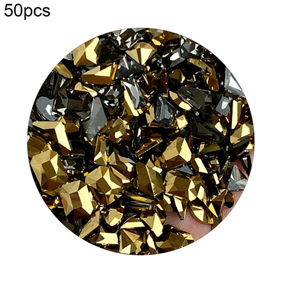UDIYO 50Pcs/Bag Nail Art Rhinestone 3D Geometric Shaped Glitter Manicure Accessories