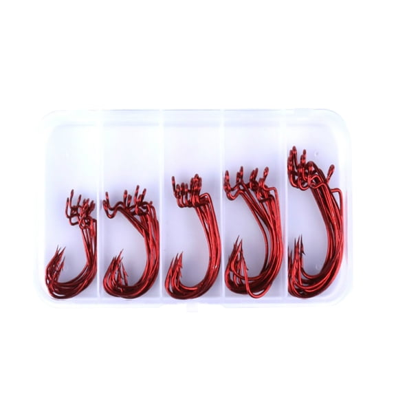 UDIYO 50Pcs Durable High Carbon Steel J-shaped Barb Jig Hooks Fishhooks Fishing Tools