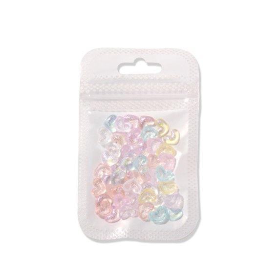 UDIYO 50Pcs/Pack Nail Art Decorations Love Heart Bow-knot Bear Lovely Manicure Accessories Colored Transparent Nail Resin Charms Nail Supplies