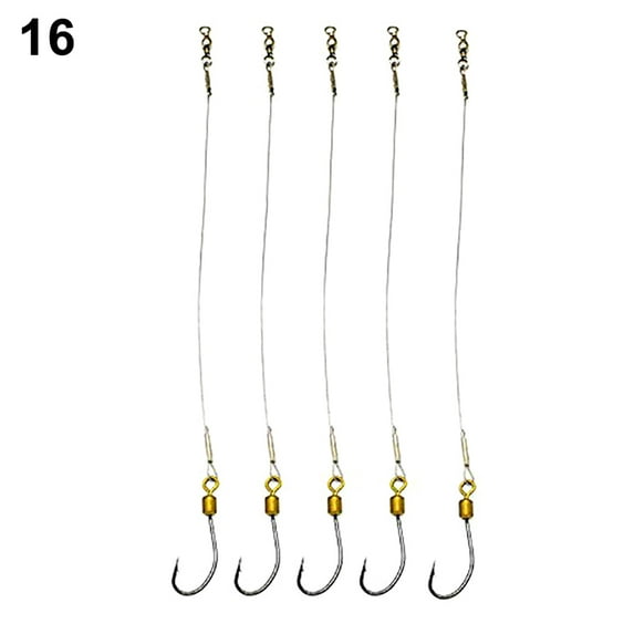 UDIYO 5Pcs Anti-Bite Stainless Steel Wire Leader Fishing Rigs Hooks Line Tackle Tool
