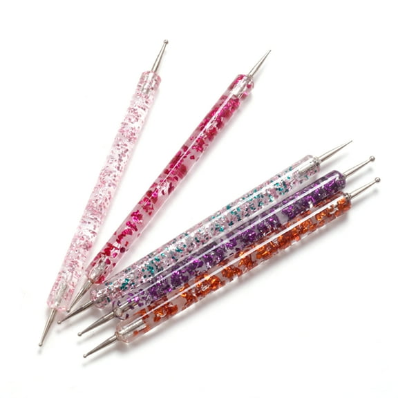 UDIYO 5Pcs/Set Nail Dotting Pen Double Head Sequins Handle Acrylic UV Gel Painting Drawing Manicure Art Dot Point Pen for Beauty