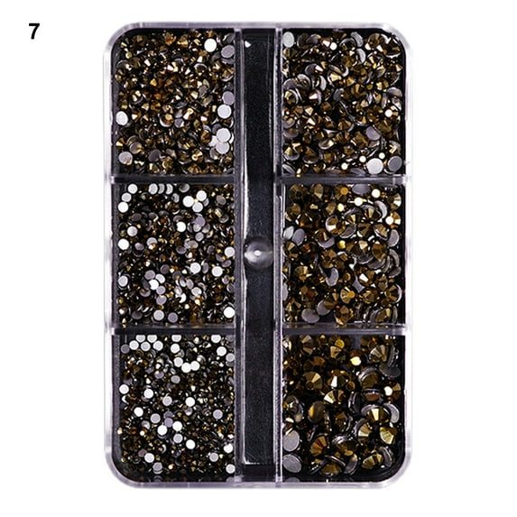 UDIYO 6 Grids/Box 1688Pcs Fingernail Ornament DIY Decorative Glass Nail Art Accessories Super Flash Rhinestone for Personal Use