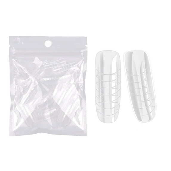 UDIYO 60Pcs Fake Nails Quick Building Removable Harmless Allergy Free Ultra-Thin Extend Nail Plastic Transparent Nail Mold Tips Manicure Designs for Nail Salon