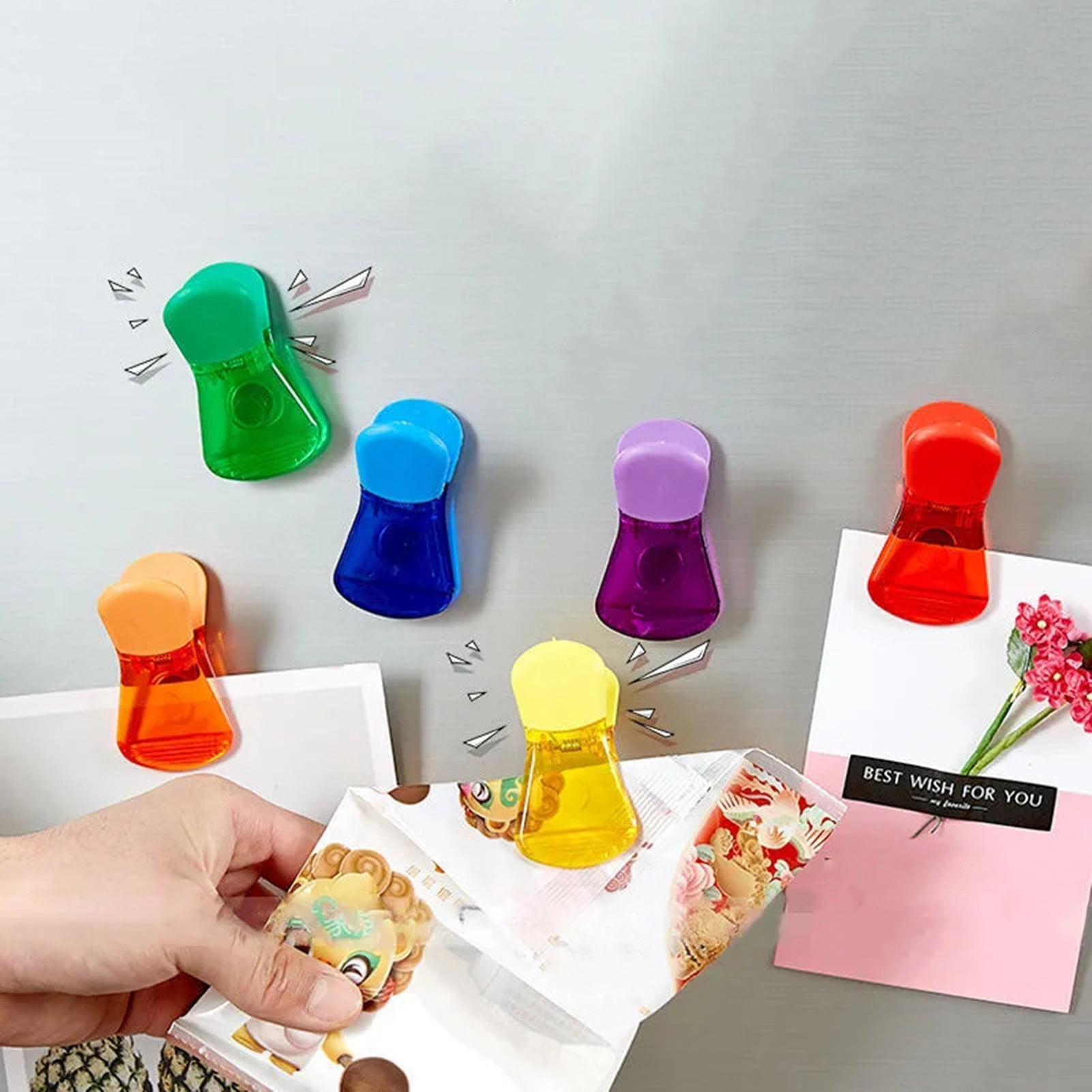 UDIYO 6Pcs Bag Clips with Magnet, 6 Assorted Bright Colors Magnetic ...