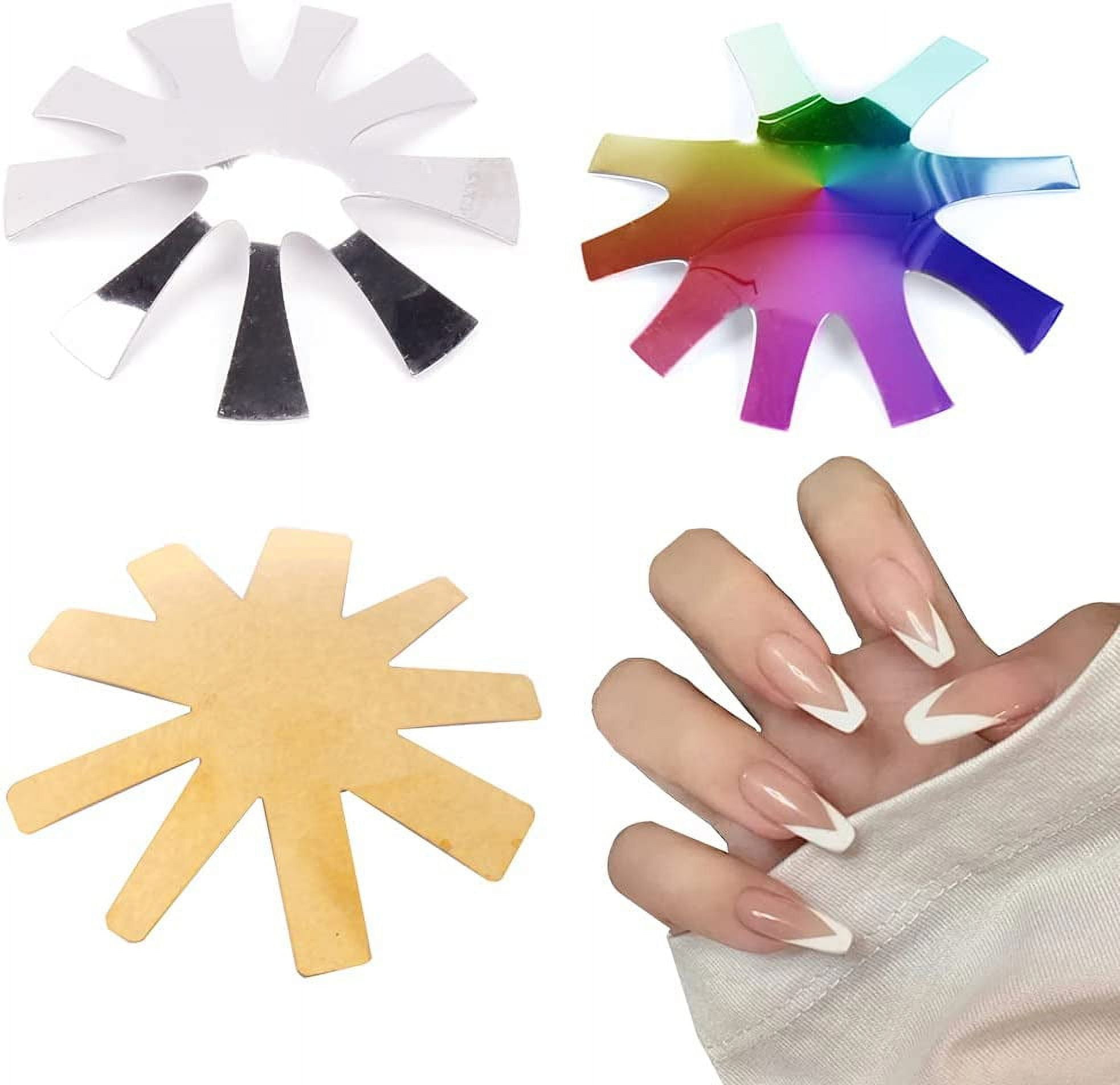 4 PCS Easy French Smile Line Tip Cutter Template - Nail Art Manicure Edge  Trimmer Stencil - DIY